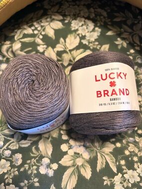 Lucky Brand Bamboo Yarn in steel grey slight luster two cakes new